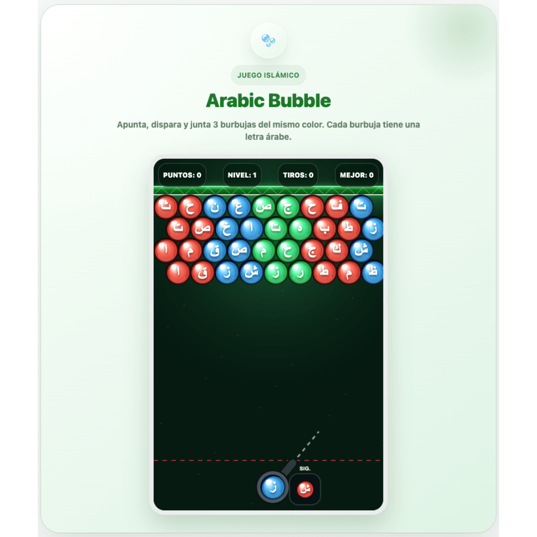 Arabic Bubble – Aprende Árabe Jugando Arabic Bubble, juego educativo para aprender letras y palabras en árabe