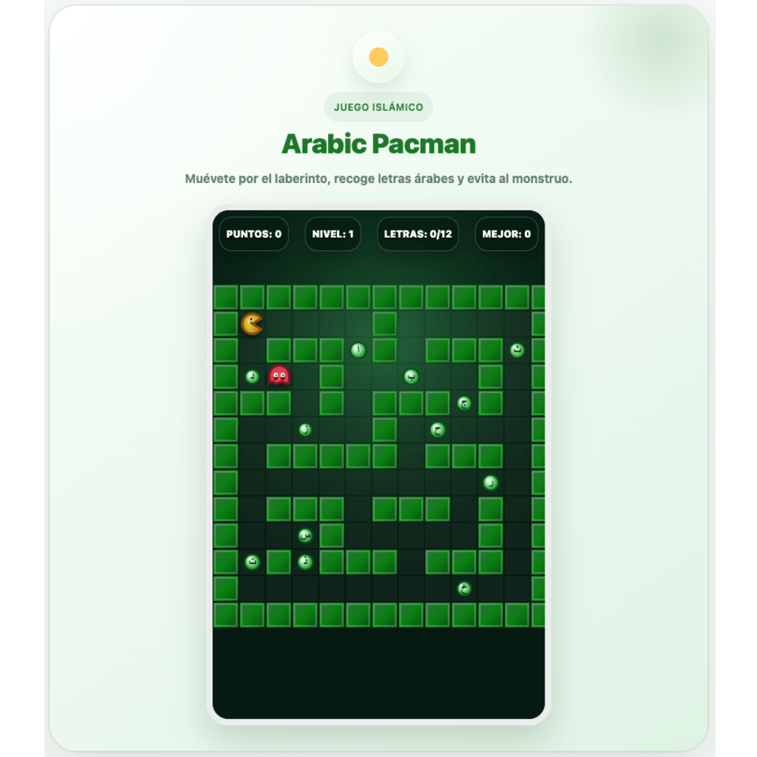 Arabic Pacman – Aprende Árabe Jugando Arabic Pacman, juego educativo para aprender y practicar árabe